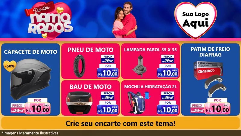 Modelo de TV para TV Horizontal com o tema Dia dos namorados para Moto peças