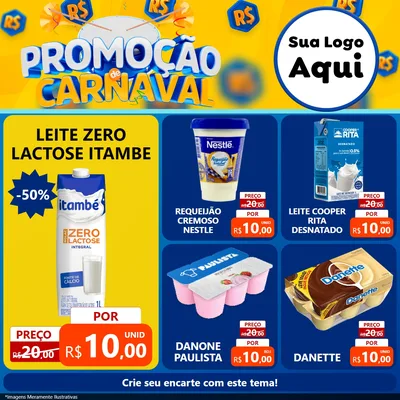 Modelo de Rede Social para Feed Facebook com o tema Promoção de Carnaval para Frios e Laticínios