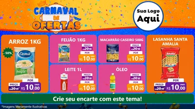 Modelo de TV para TV Horizontal com o tema Carnaval de Ofertas para Supermercado