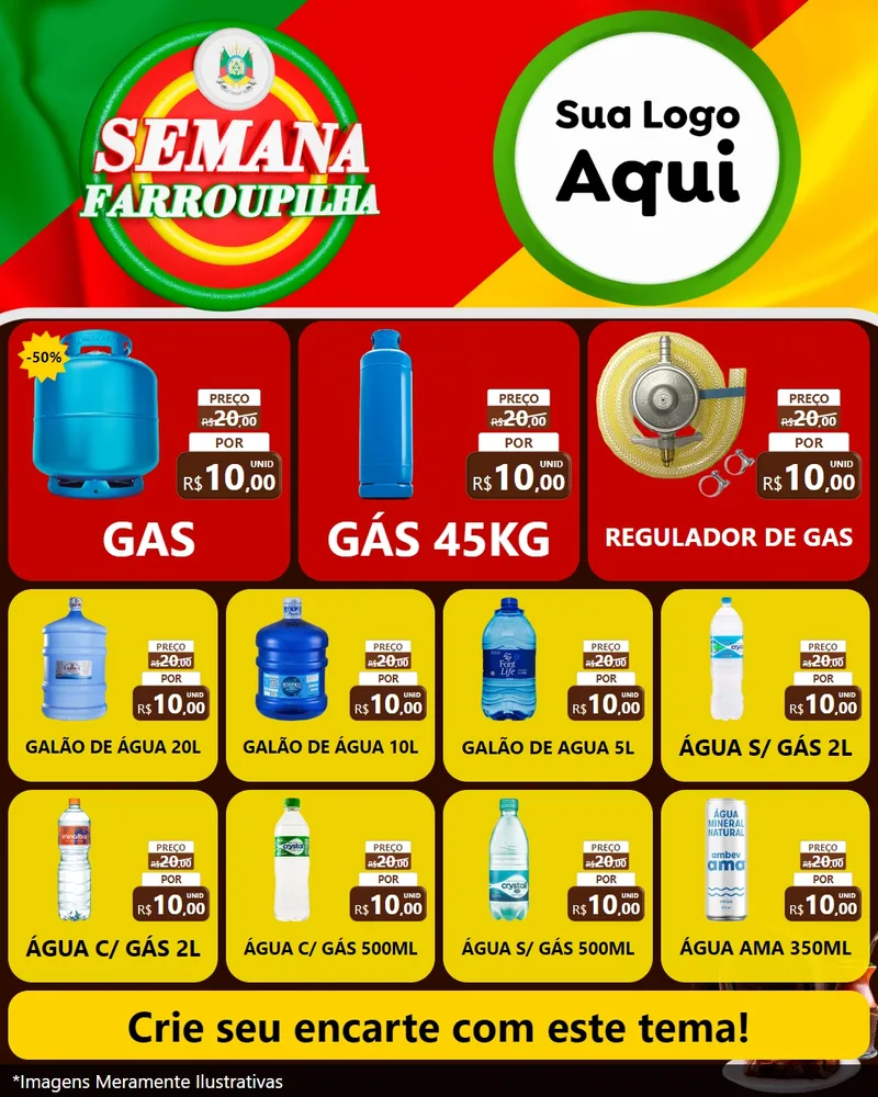 Modelo de Rede Social para Feed Instagram com o tema Semana Farroupilha para Água e gás