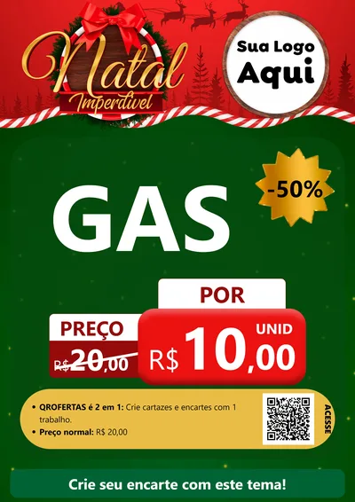 Modelo de Cartaz para Cartaz A4 Vertical com o tema Natal Imperdível para Água e gás