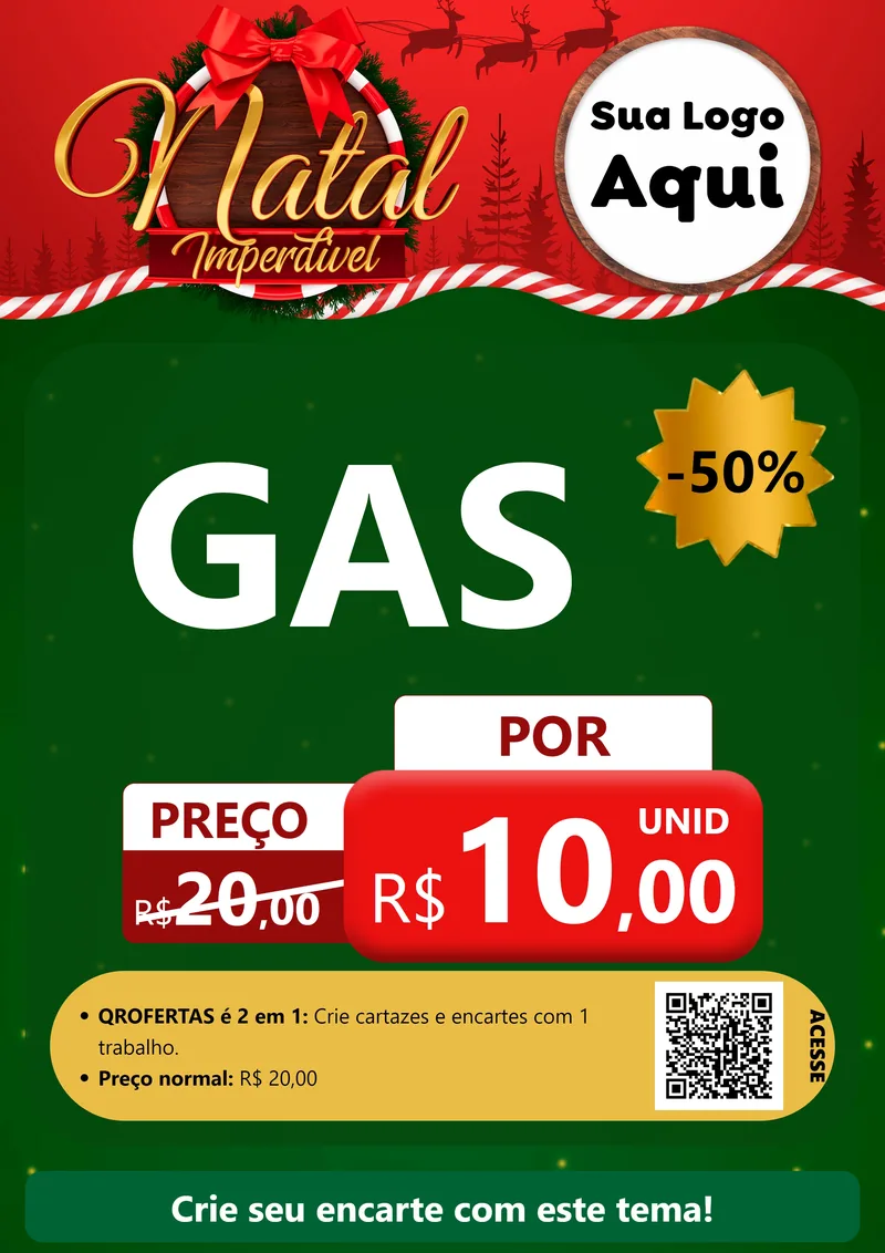 Modelo de Cartaz para Cartaz A4 Vertical com o tema Natal Imperdível para Água e gás