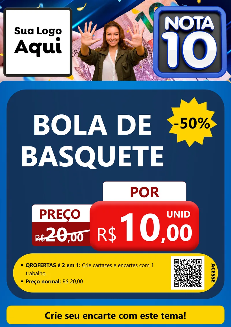 Modelo de Cartaz para Cartaz A4 Vertical com o tema Nota 10 para Artigos Esportivos