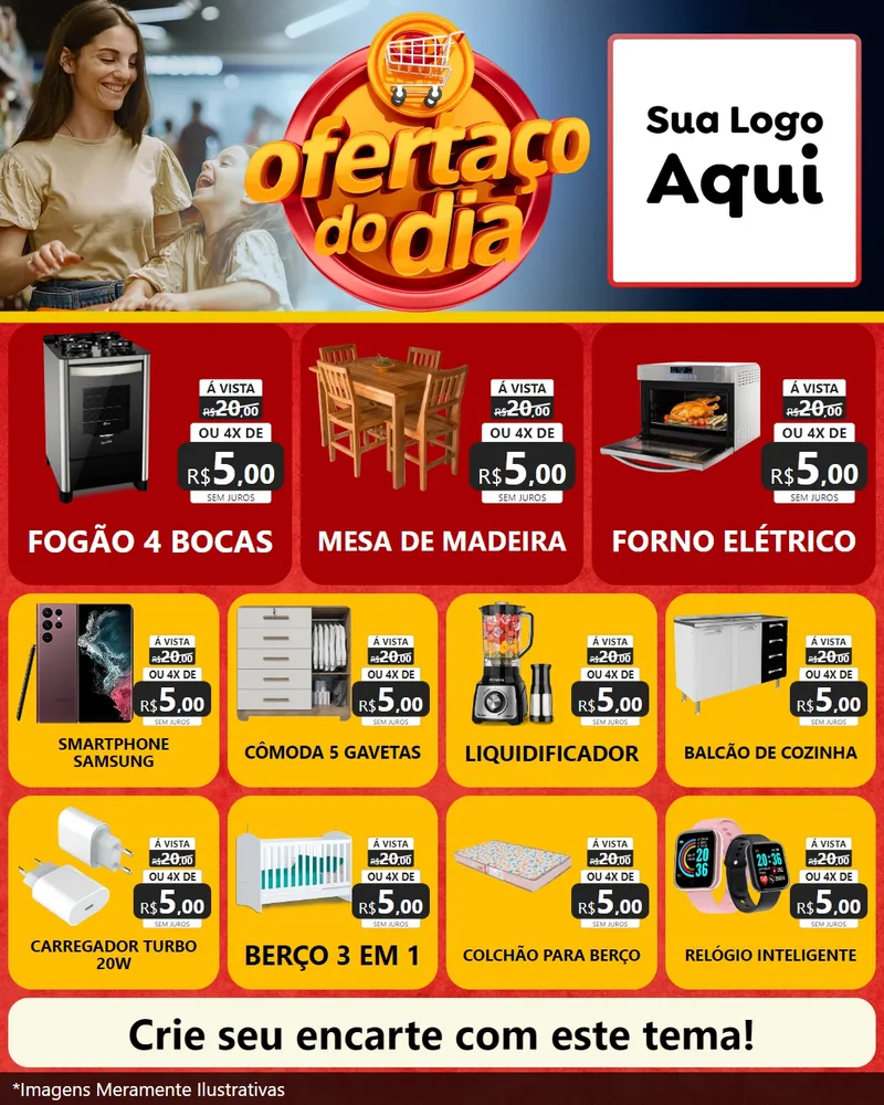 Modelo de Rede Social para Feed Instagram com o tema Ofertaço Do Dia para Móveis e Eletro