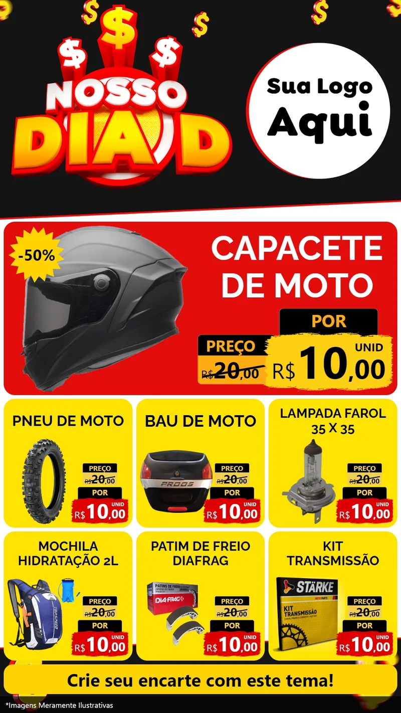 Modelo de Rede Social para Stories com o tema Nosso Dia D para Moto peças