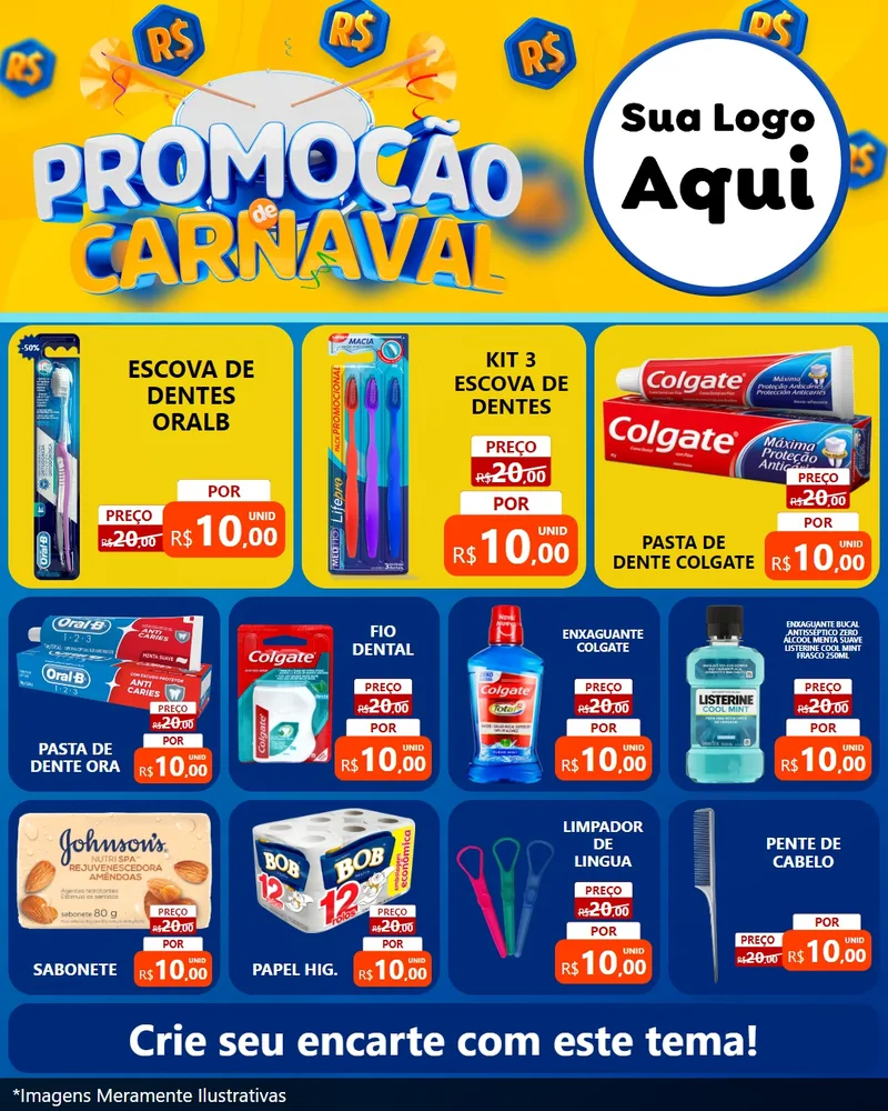 Modelo de Rede Social para Feed Instagram com o tema Promoção de Carnaval para Higiene Pessoal