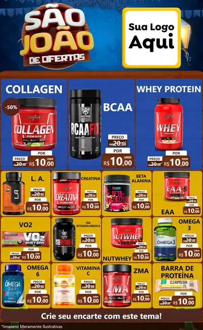 Modelo de Encarte para Encarte Grande com o tema São João Ofertas Imbatíveis! - Junina para Suplementos alimentares