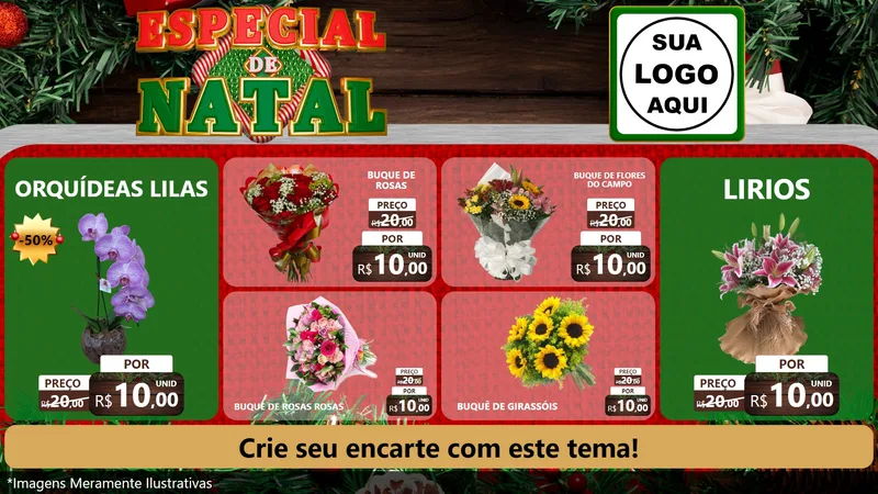 Modelo de TV para TV Horizontal com o tema Especial de Natal para Floricultura e jardim