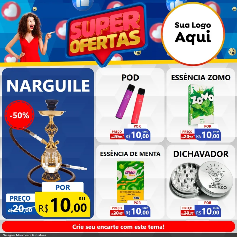 Modelo de Rede Social para Feed Facebook com o tema Super Ofertas para Tabacaria