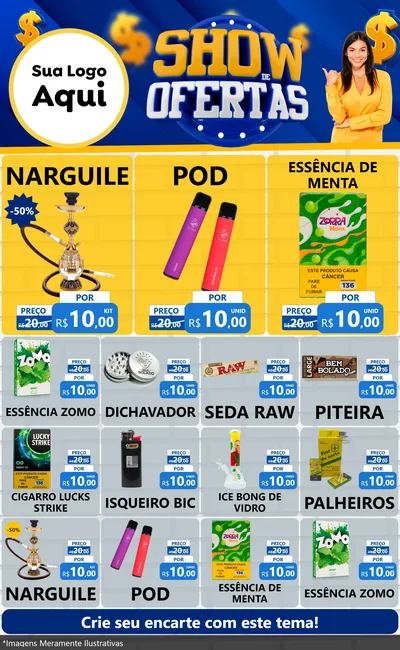 Modelo de Encarte para Encarte Grande com o tema Show de Ofertas para Tabacaria