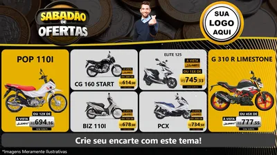 Modelo de TV para TV Horizontal com o tema Sabadão de Ofertas para Concessionaria de Motos