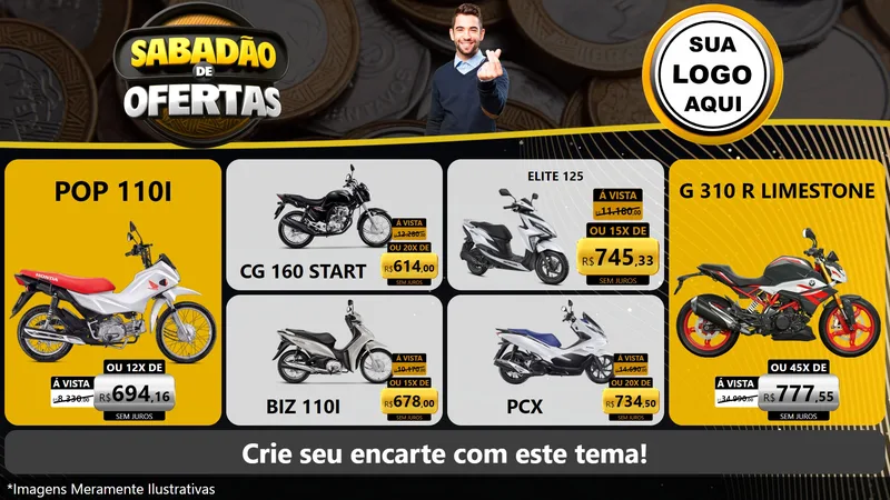 Modelo de TV para TV Horizontal com o tema Sabadão de Ofertas para Concessionaria de Motos