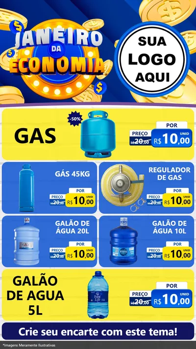 Modelo de TV para TV Vertical com o tema Janeiro da Economia para Água e gás