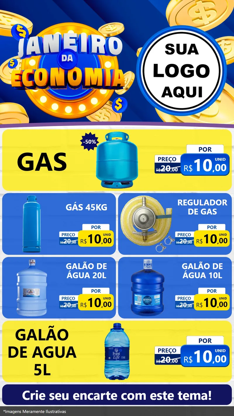 Modelo de TV para TV Vertical com o tema Janeiro da Economia para Água e gás