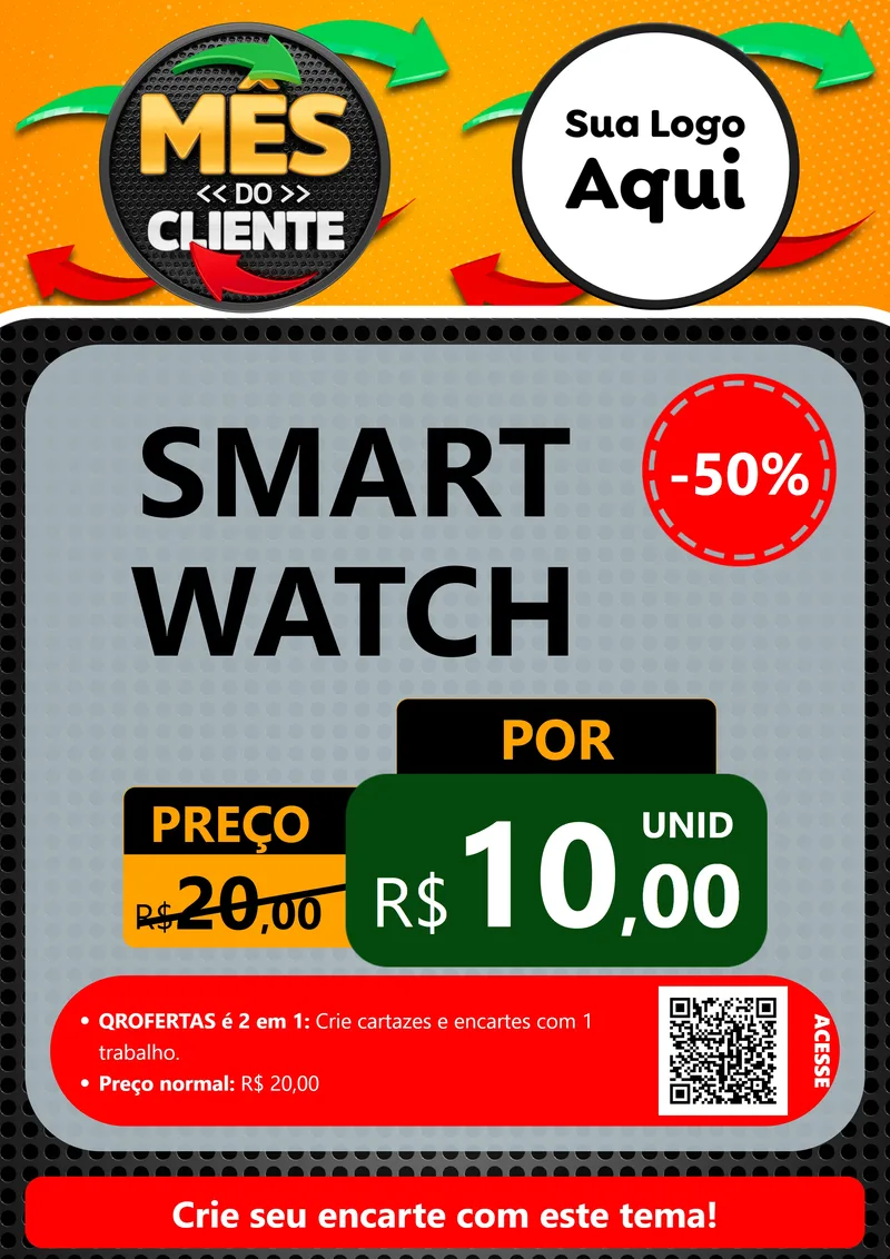 Modelo de Cartaz para Cartaz A4 Vertical com o tema Mês do Cliente para Informática