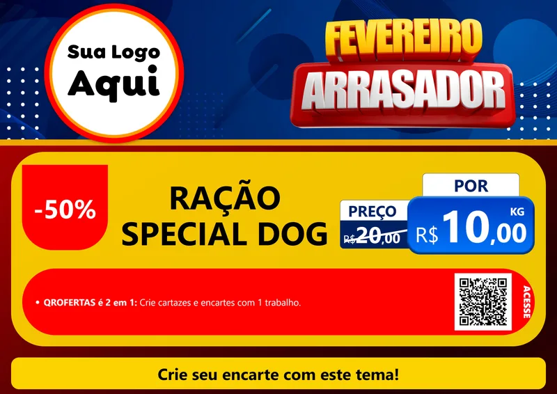 Modelo de Cartaz para Cartaz A4 Horizontal com o tema Fevereiro Arrasador para Pet Shop