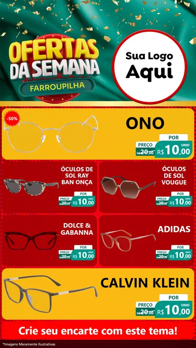 Modelo de TV para TV Vertical com o tema Ofertas da Semana Farroupilha para Óticas