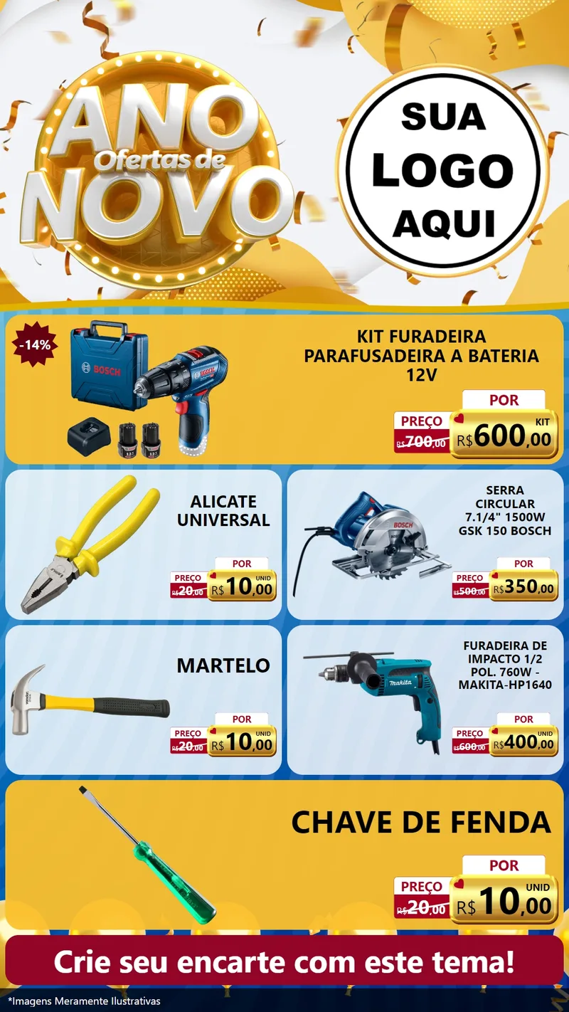 Modelo de TV para TV Vertical com o tema Ofertas de Ano Novo para Maquinas e Ferramentas