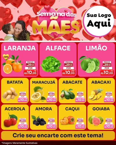 Modelo de Rede Social para Feed Instagram com o tema Semana Das Mães para Hortifrúti