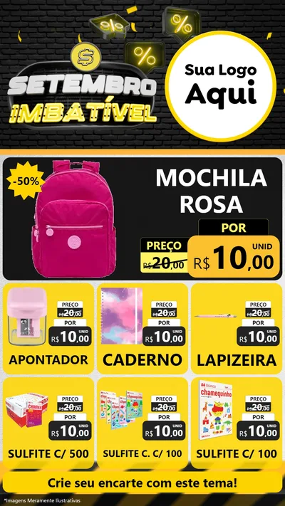 Modelo de Rede Social para Stories com o tema Setembro Imbatível para Papelaria