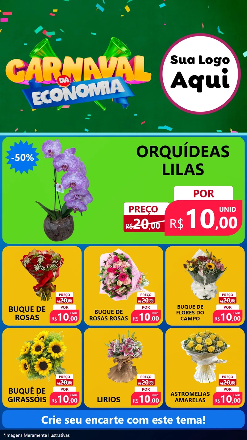 Modelo de Rede Social para Stories com o tema Carnaval da Economia para Floricultura e jardim