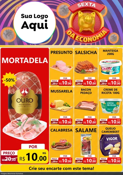 Modelo de Encarte para Encarte A4 Vertical com o tema Sexta da Economia para Frios e Laticínios