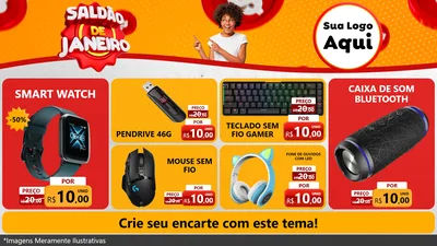 Modelo de TV para TV Horizontal com o tema Saldão de Janeiro para Informática