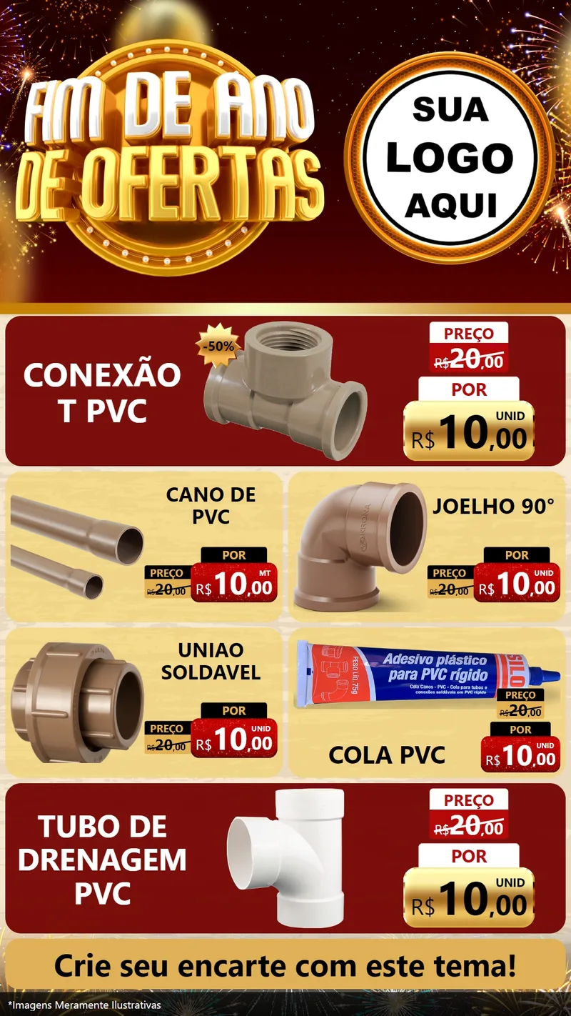 Modelo de TV para TV Vertical com o tema Fim de Ano de Ofertas para Tubos e conexões