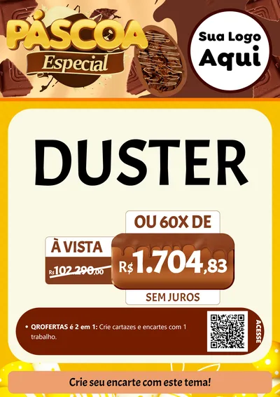 Modelo de Cartaz para Cartaz A4 Vertical com o tema Páscoa Especial para Concessionaria de Carros