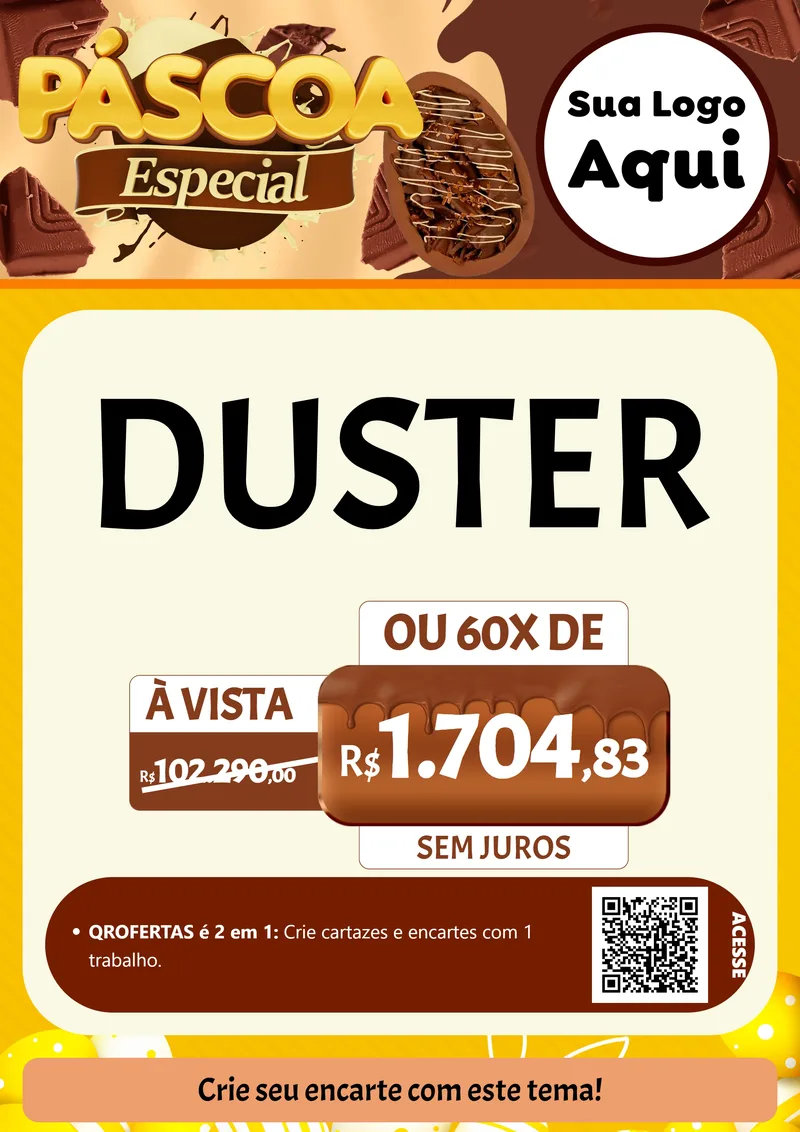 Modelo de Cartaz para Cartaz A4 Vertical com o tema Páscoa Especial para Concessionaria de Carros