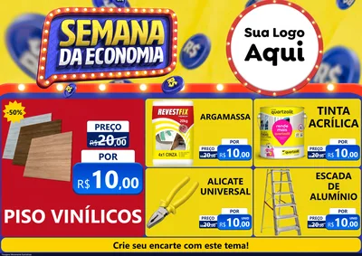 Modelo de Encarte para Encarte A4 Horizontal com o tema Semana da Economia para Material para Construção