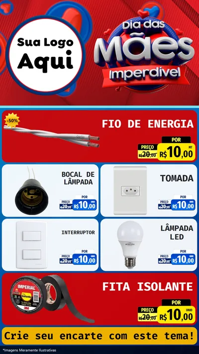 Modelo de TV para TV Vertical com o tema Dia Das Mães Imperdível para Materiais Elétricos