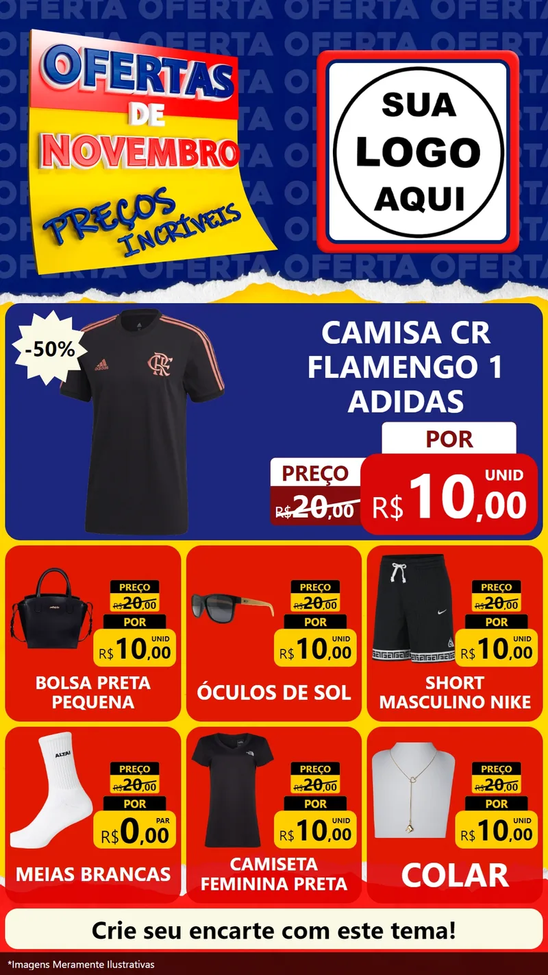 Modelo de Rede Social para Stories com o tema Ofertas de Novembro - Preços Incríveis para Roupas e acessórios