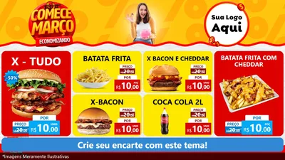 Modelo de TV para TV Horizontal com o tema Comece Março Economizando para Hamburgueria