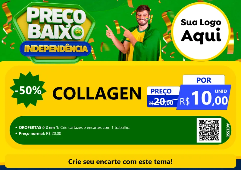 Modelo de Cartaz para Cartaz A4 Horizontal com o tema Preço Baixo de Independência para Suplementos alimentares