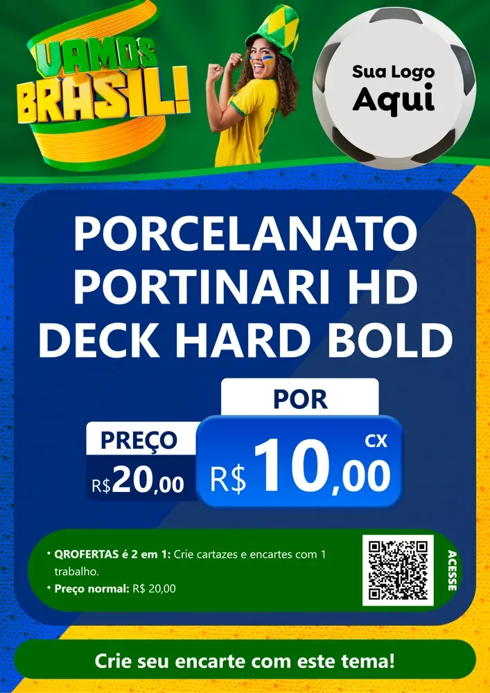 Modelo de Cartaz para Cartaz A4 Vertical com o tema Vamos Brasil - Copa para Pisos e revestimentos