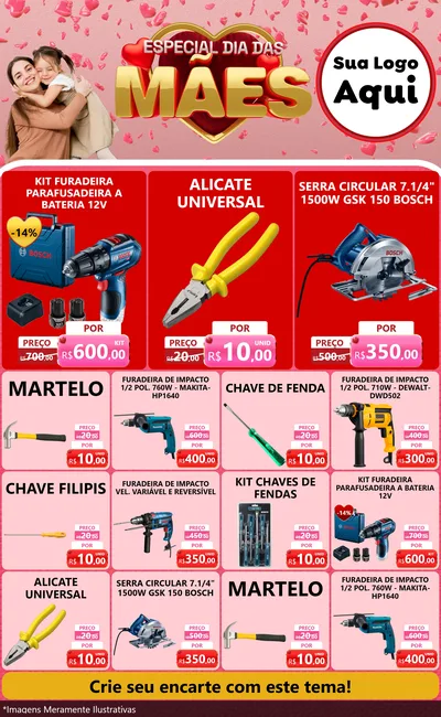Modelo de Encarte para Encarte Grande com o tema Especial Dia Das Mães para Maquinas e Ferramentas