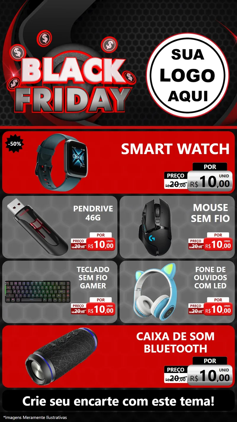 Modelo de TV para TV Vertical com o tema Black Friday para Informática