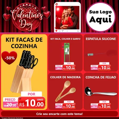 Modelo de Rede Social para Feed Facebook com o tema Valentine's Day para Utilidades Domésticas