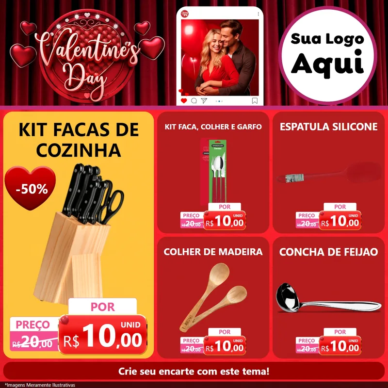 Modelo de Rede Social para Feed Facebook com o tema Valentine's Day para Utilidades Domésticas