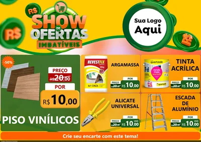 Modelo de Encarte para Encarte A4 Horizontal com o tema Show de Ofertas Imbatíveis para Material para Construção