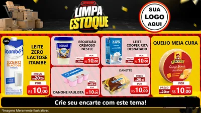 Modelo de TV para TV Horizontal com o tema Operação Limpa Estoque para Frios e Laticínios