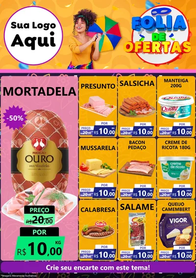 Modelo de Encarte para Encarte A4 Vertical com o tema Folia de Ofertas para Frios e Laticínios