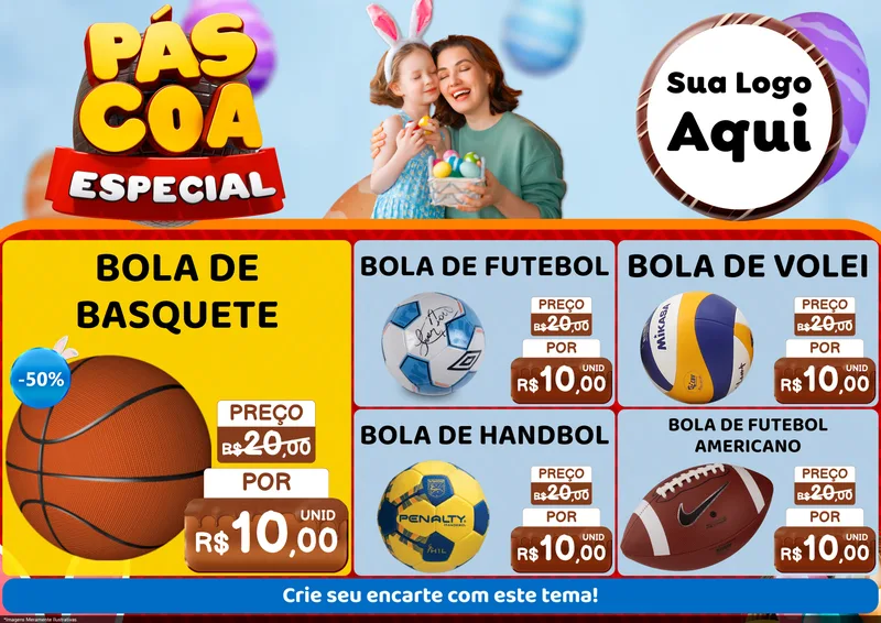 Modelo de Encarte para Encarte A4 Horizontal com o tema Páscoa Especial para Artigos Esportivos