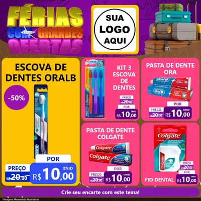 Modelo de Rede Social para Feed Facebook com o tema Férias com Grandes Ofertas para Higiene Pessoal