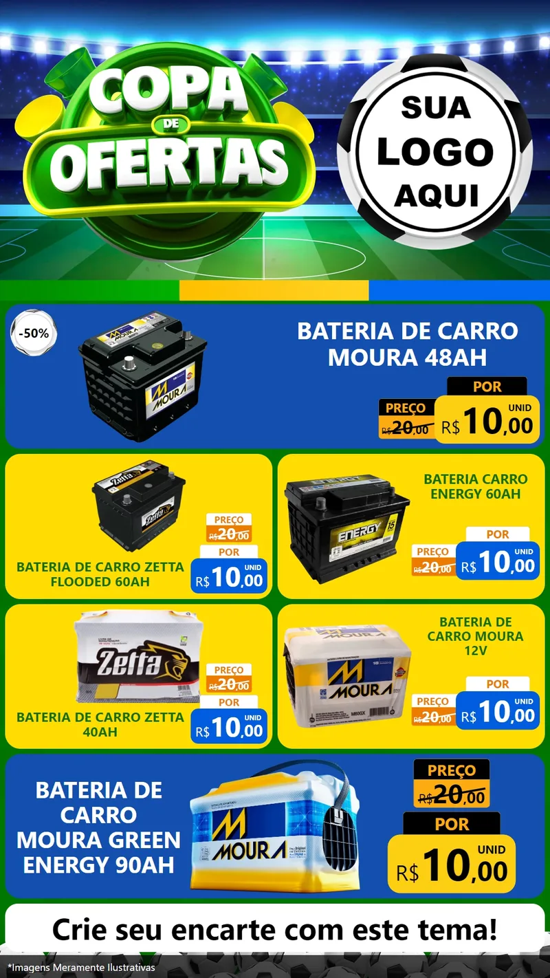 Modelo de TV para TV Vertical com o tema Copa de Ofertas para Baterias Elétricas