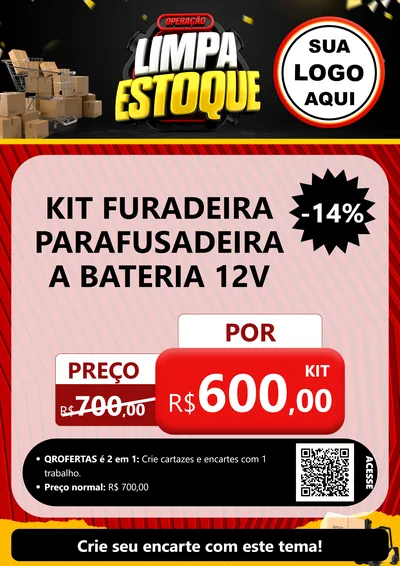 Modelo de Cartaz para Cartaz A4 Vertical com o tema Operação Limpa Estoque para Maquinas e Ferramentas