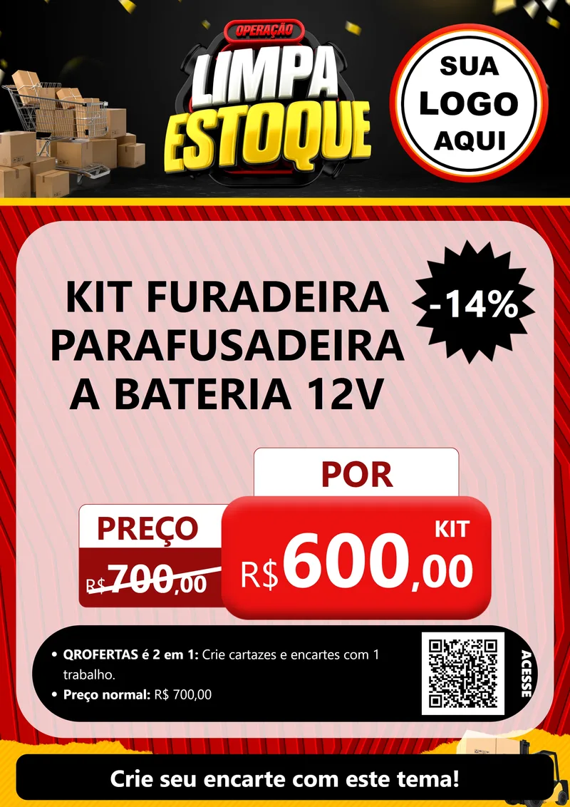 Modelo de Cartaz para Cartaz A4 Vertical com o tema Operação Limpa Estoque para Maquinas e Ferramentas