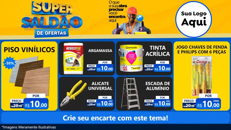 Modelo de TV para TV Horizontal com o tema Super Saldão de Ofertas para Material para Construção