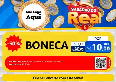 Modelo de Cartaz para Cartaz A4 Horizontal com o tema Sabadão do Real para Brinquedos